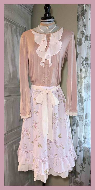 Axes Femme Dresses & Skirts - Axes Femme Ruffle Blouse Classical Rose Skirt Set Himekaji Coquette Shoujo Girl